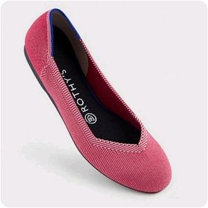 Rothy's Birdseye Round Toe Rare Retired Knit Ballet Flats In Pink Raspbe…